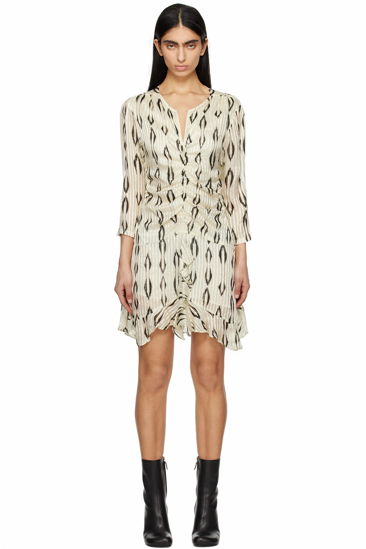 Beige & Black Octavia Minidress
