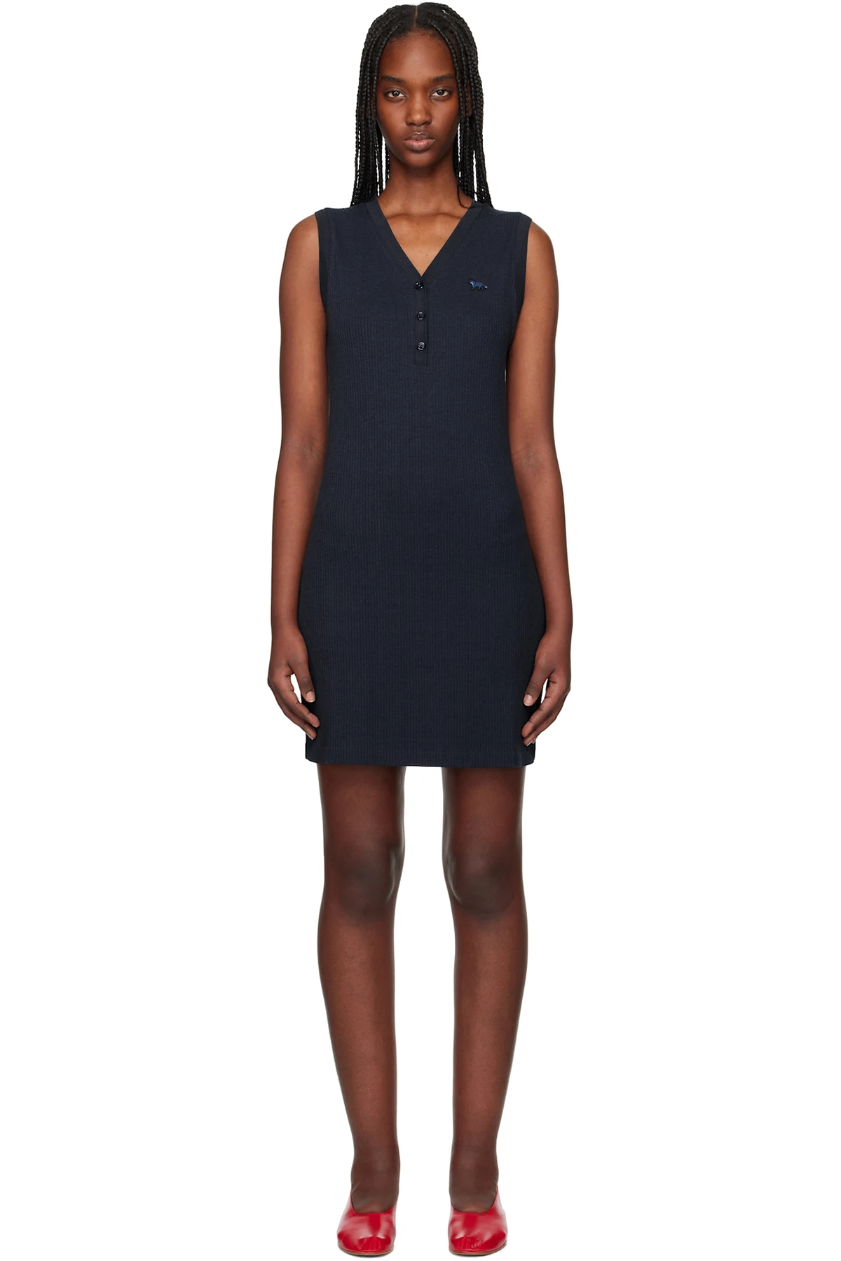 Blue Baby Fox Patch Ribbed Minidress