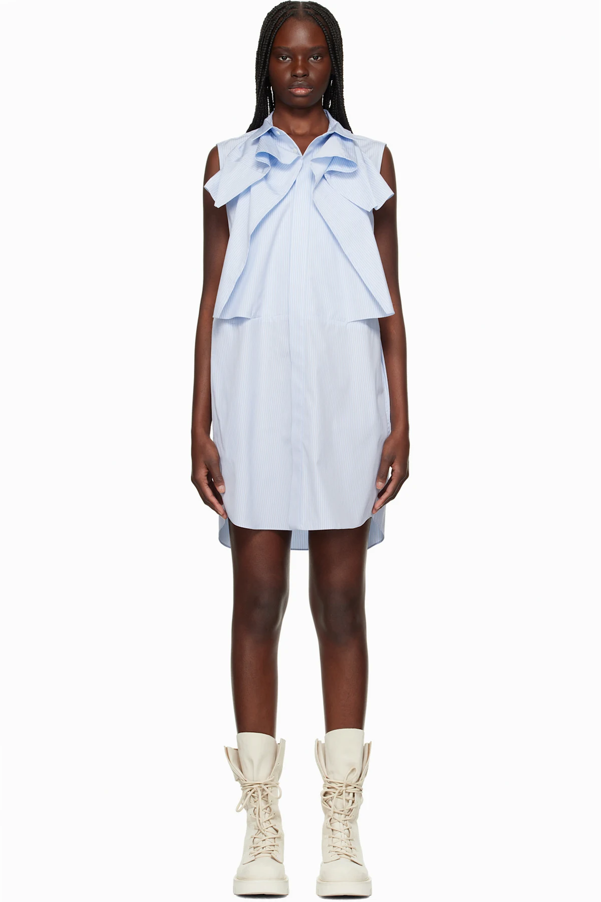Blue & White Poplin Minidress
