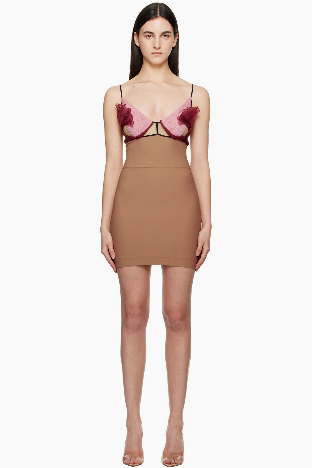 Tan & Pink Celina Floral Petal Minidress