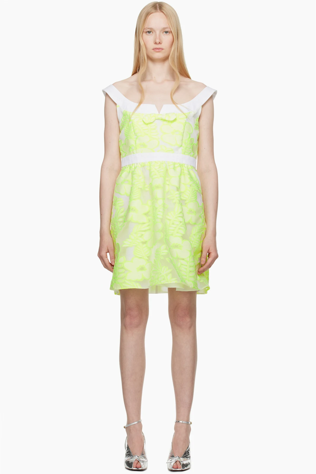 White & Yellow Sweet Bow Minidress