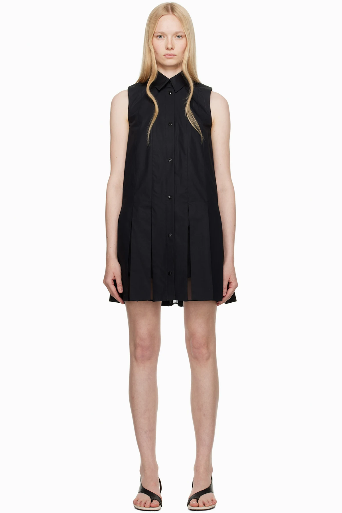 Black Cotton & Silk Shirt Minidress