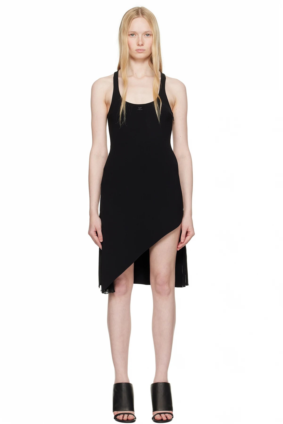 Black Infinity Pleats A-Line Minidress