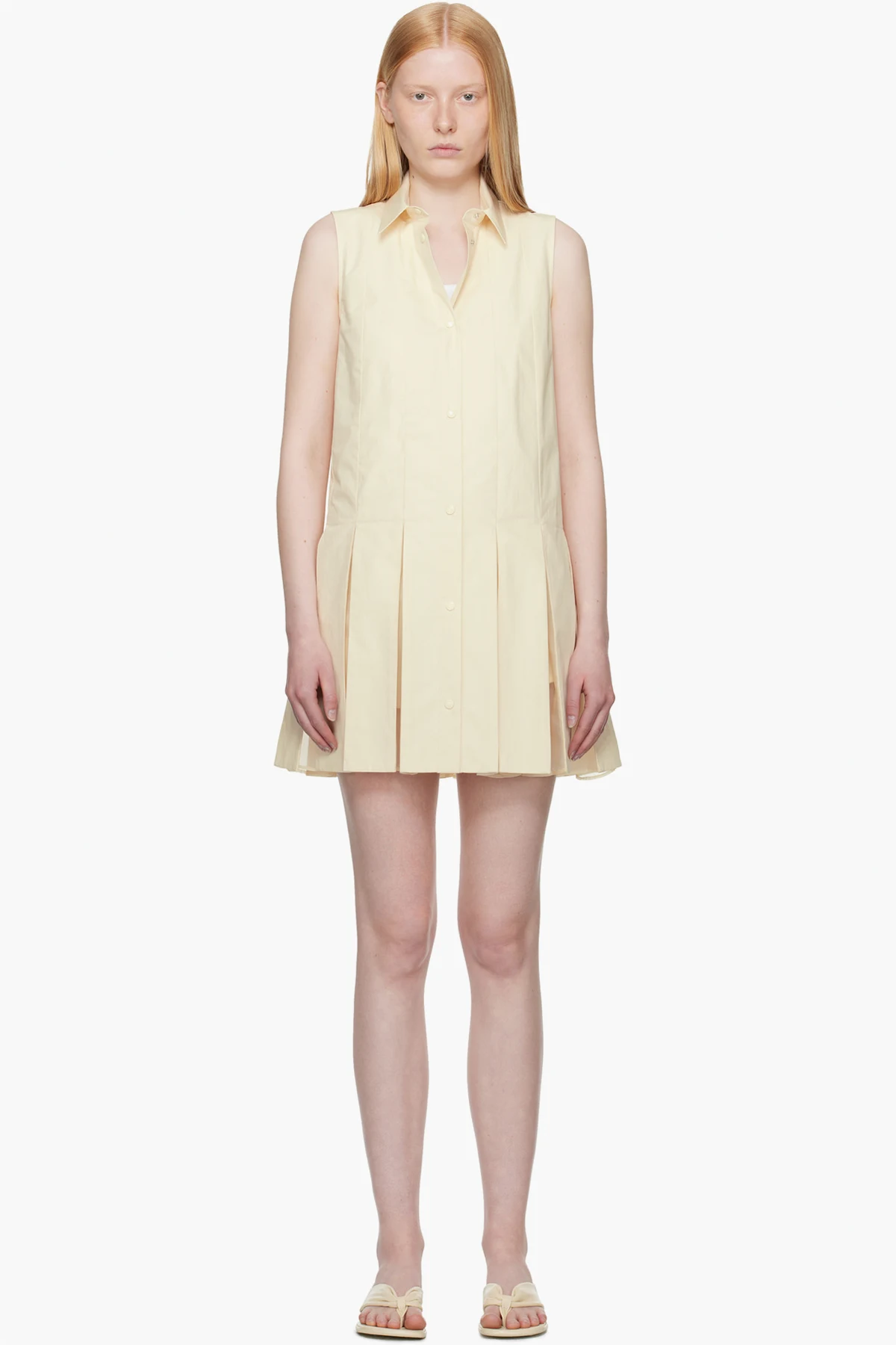 Off-White Cotton Silk Shirt Minidress & Shorts Set