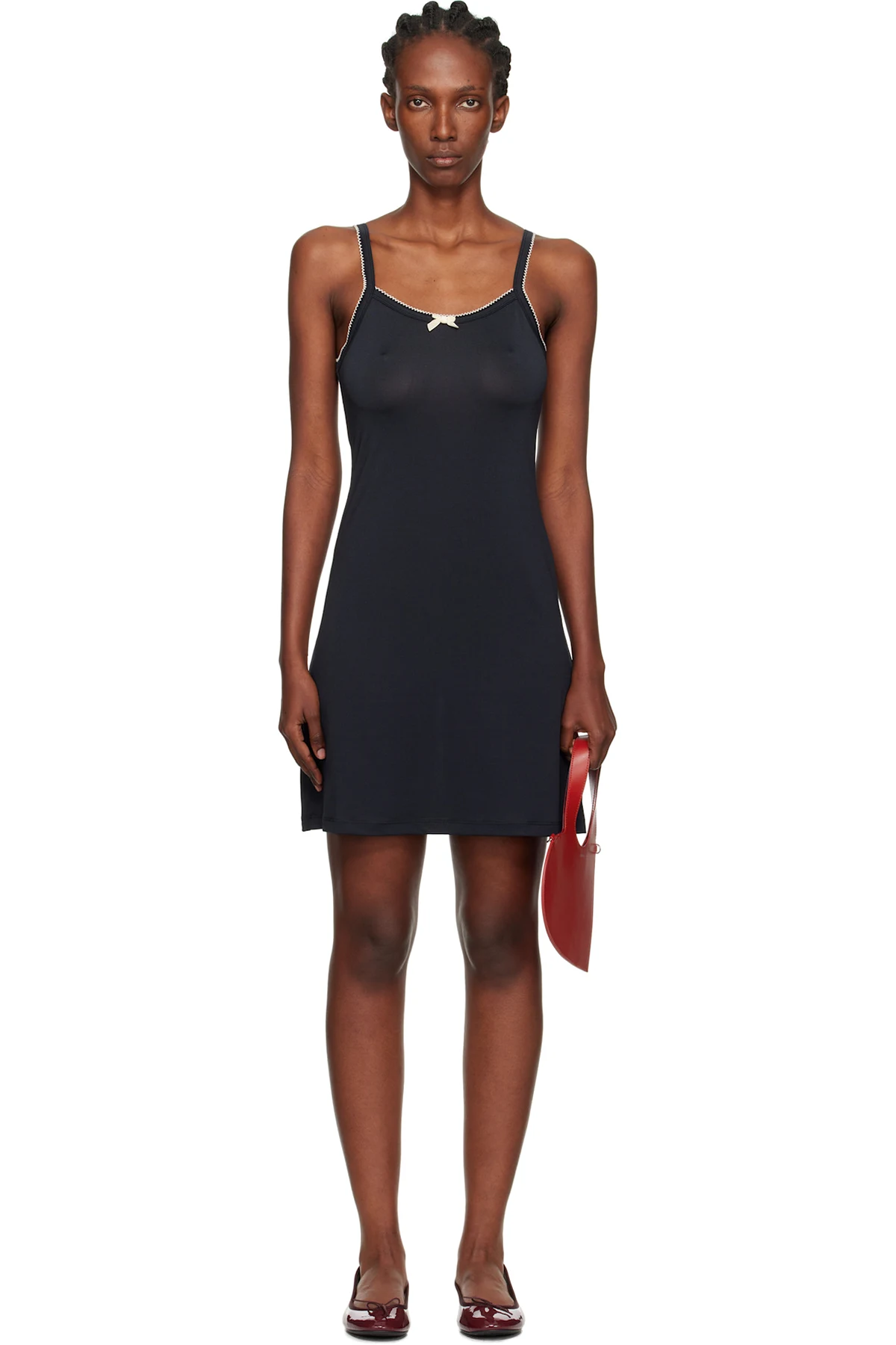 Black Jersey Slip Minidress