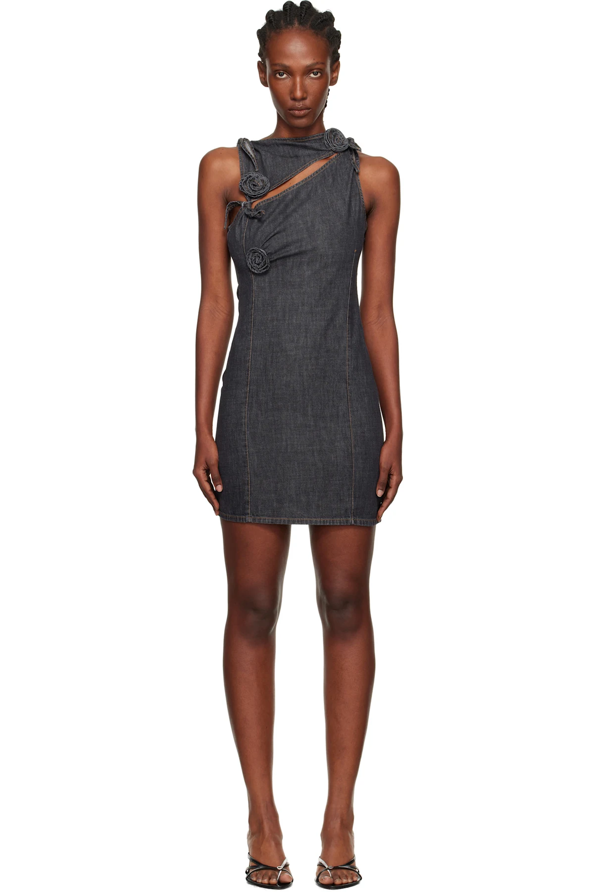 Gray Flower Denim Minidress