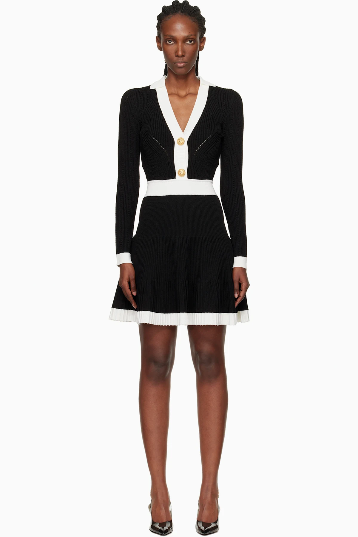 Black & White Pointelle Minidress