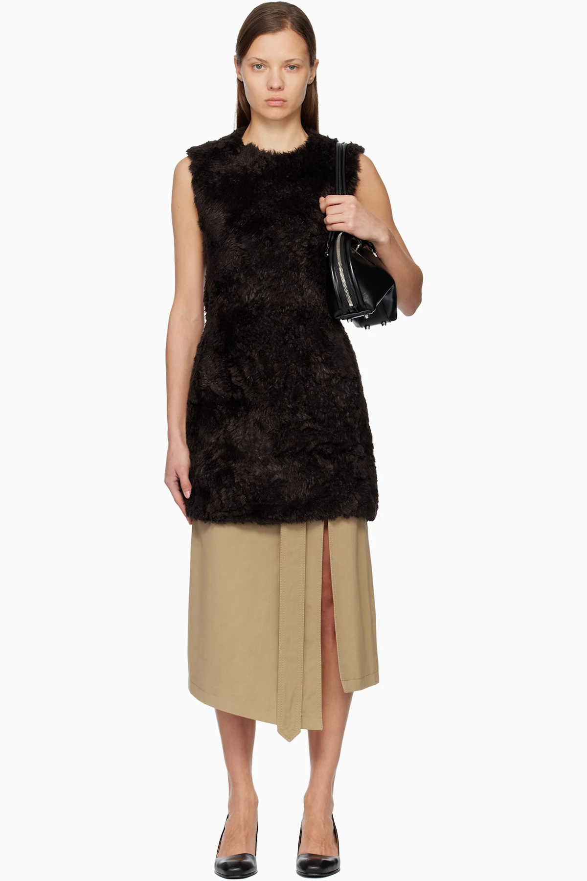 Brown Faux-Fur Minidress
