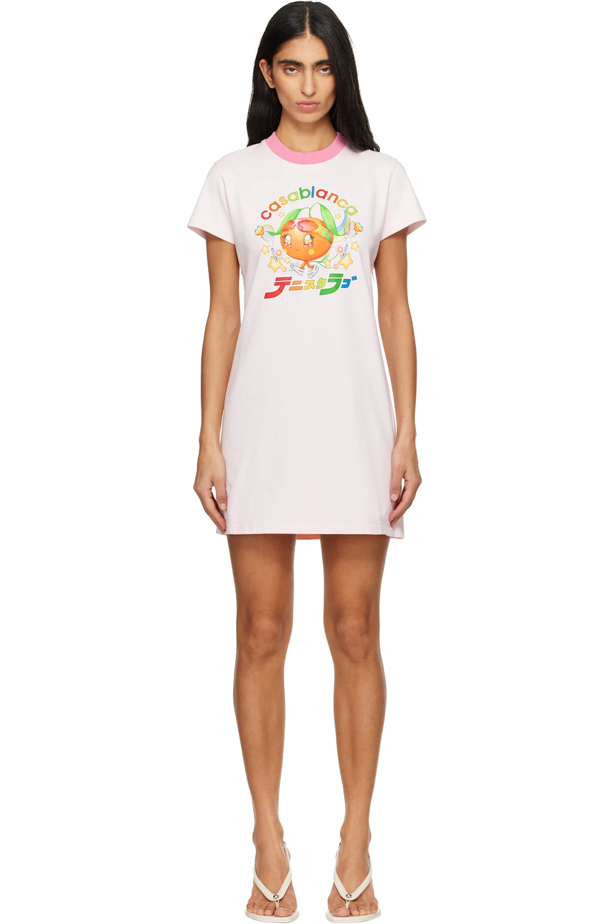 Pink Orange Mascot Printed T-shirt Minidress