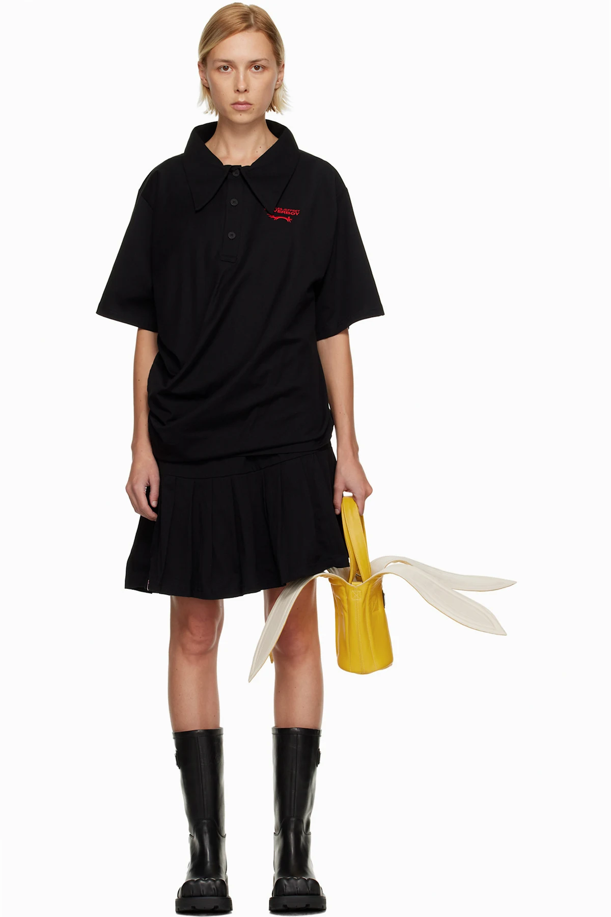 Black Topsy Turvy Jersey Minidress