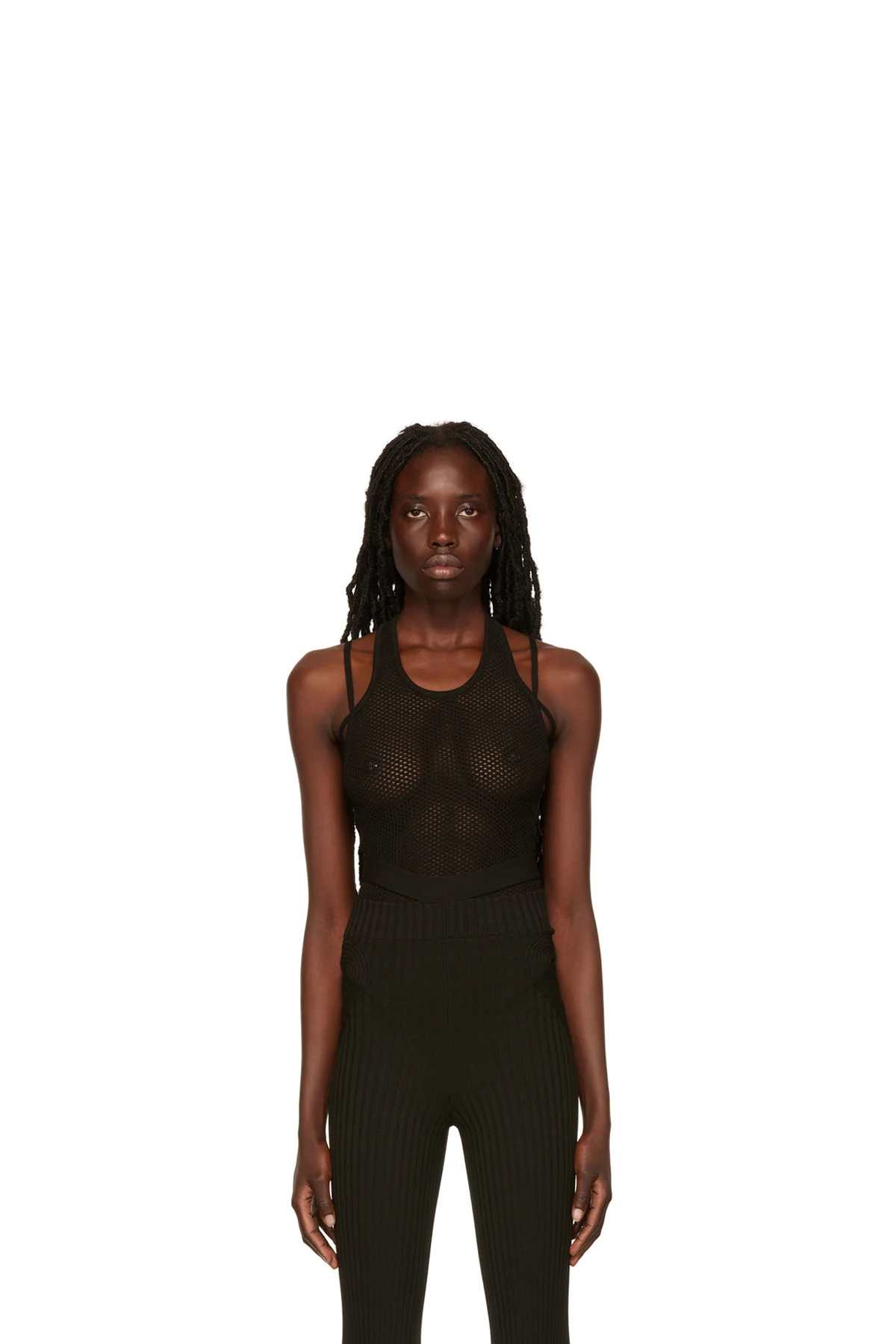 Black Open Knit Bodysuit