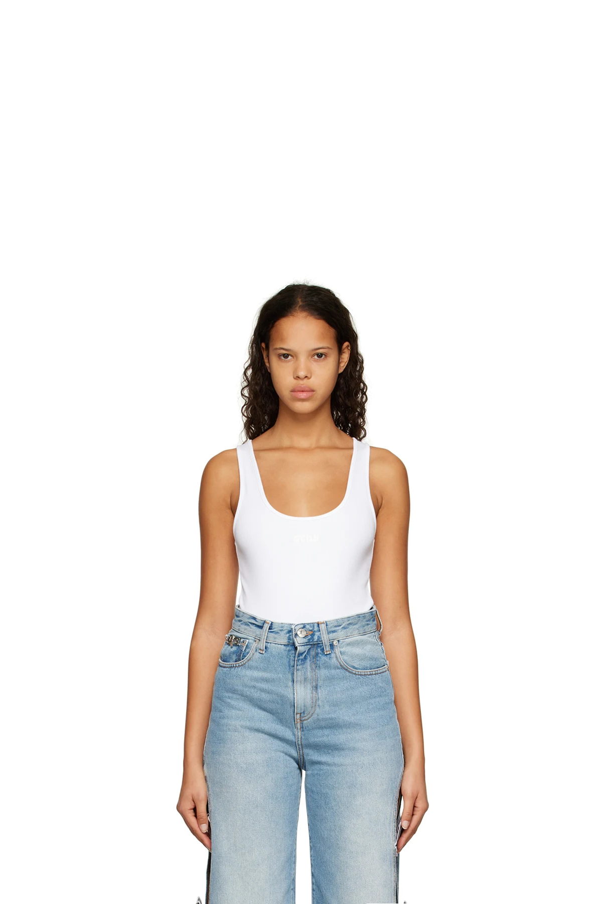 White Scoop Neck Bodysuit