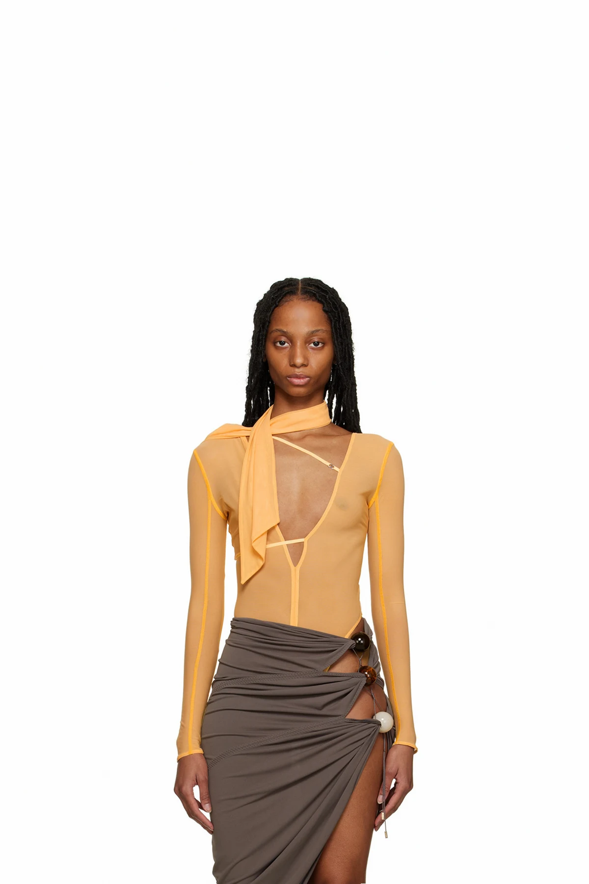 Orange Le Raphia 'Le Body Abanaba' Bodysuit