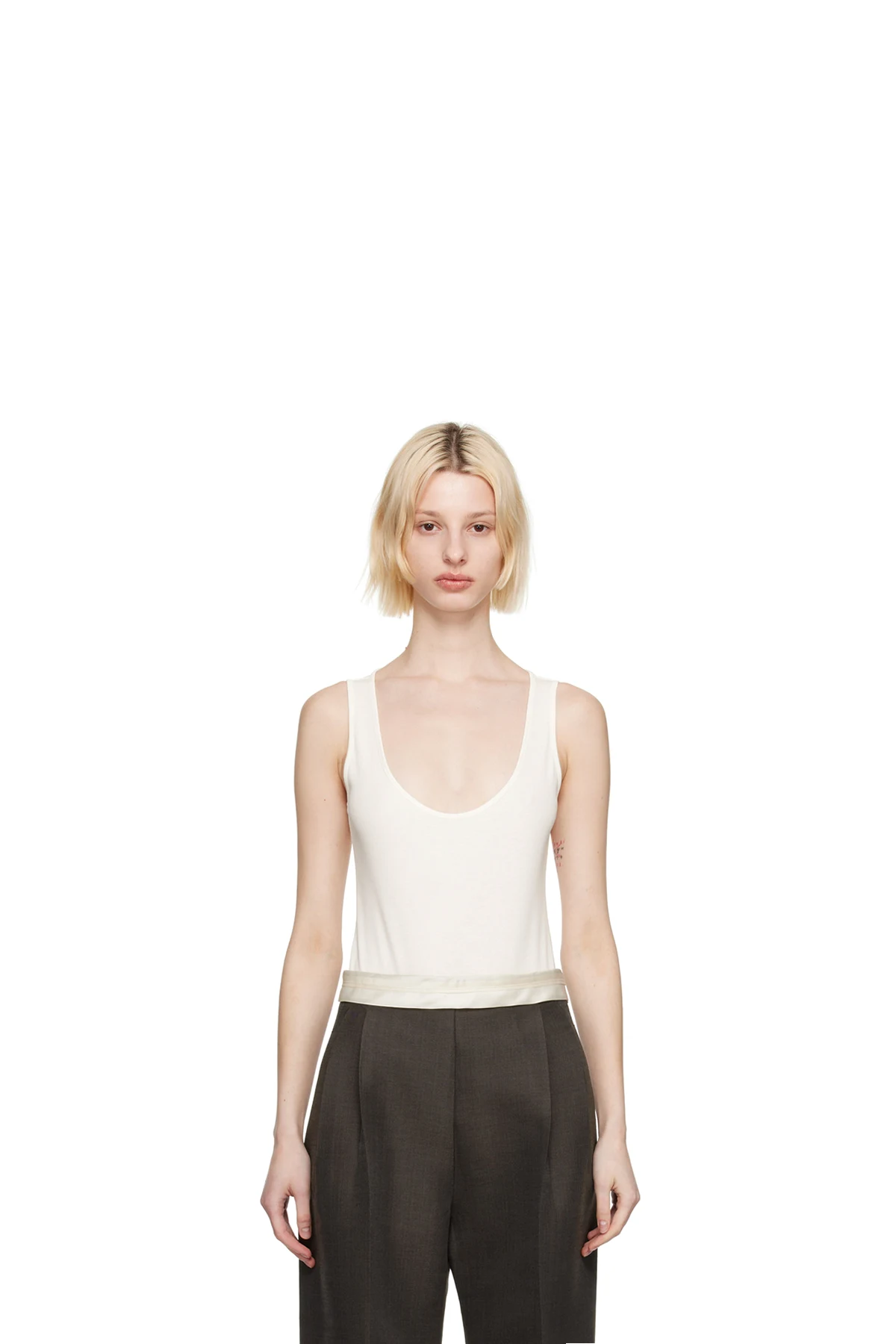 White Scoop Neck Bodysuit