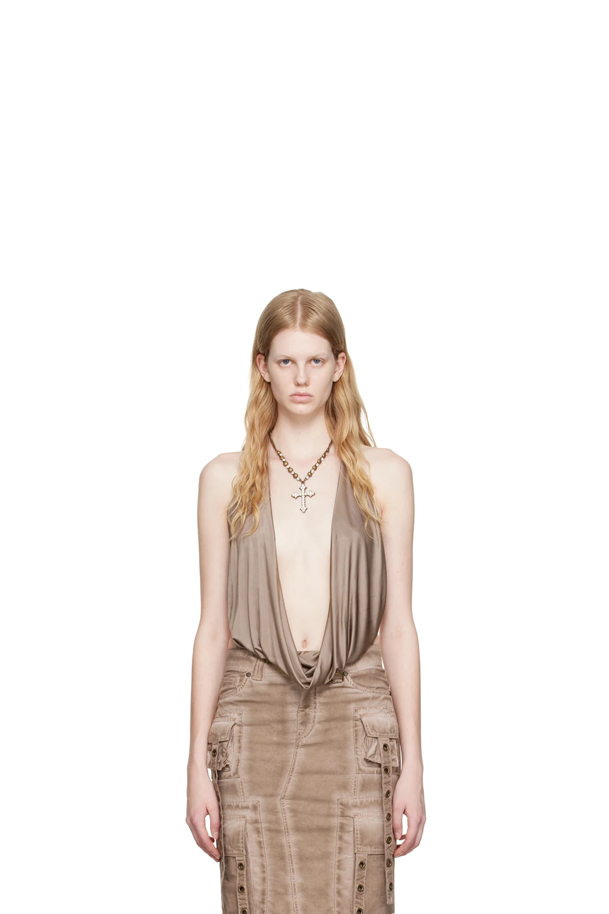 Brown Plunging Bodysuit