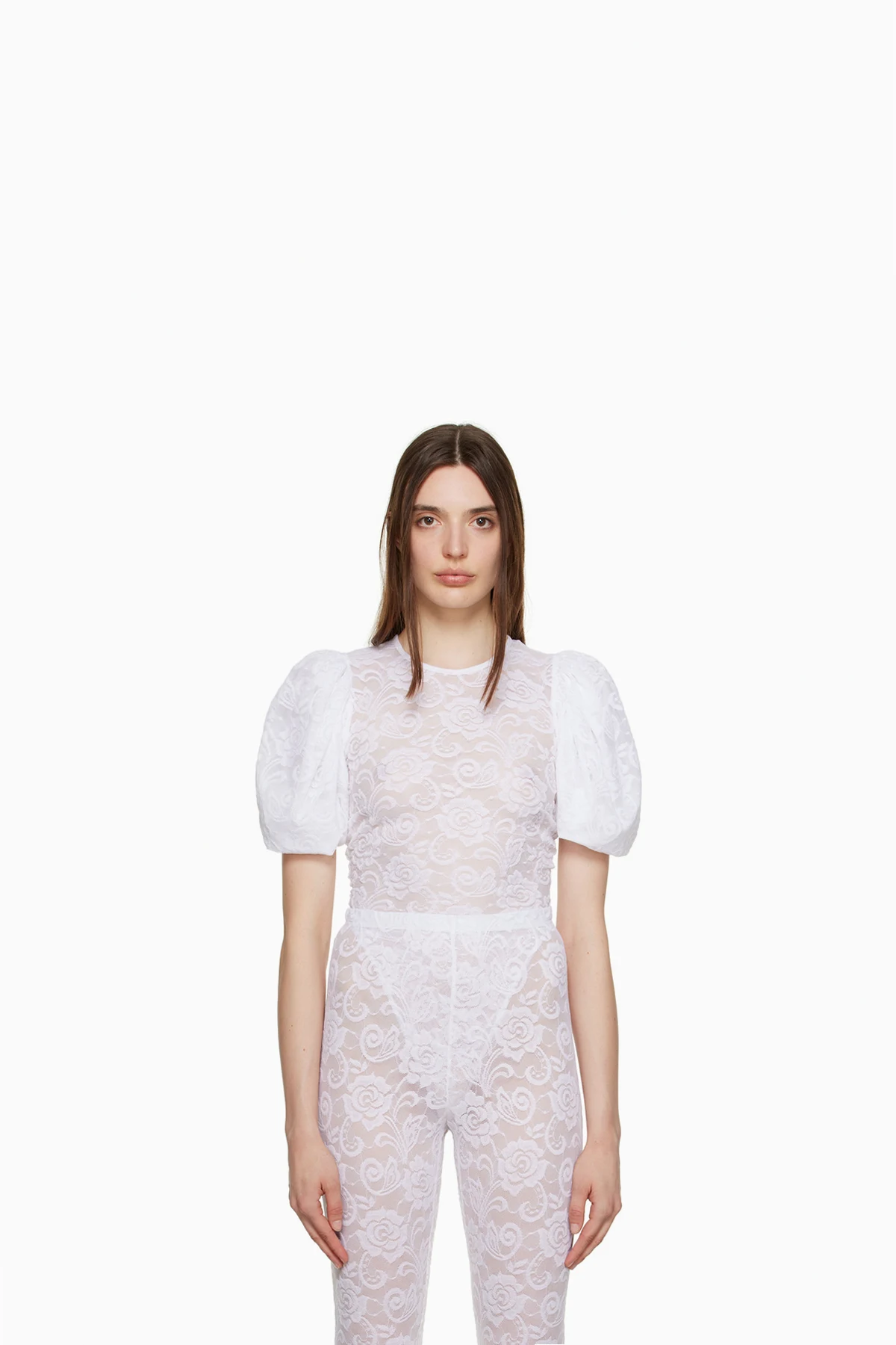 White Puff Sleeve Bodysuit