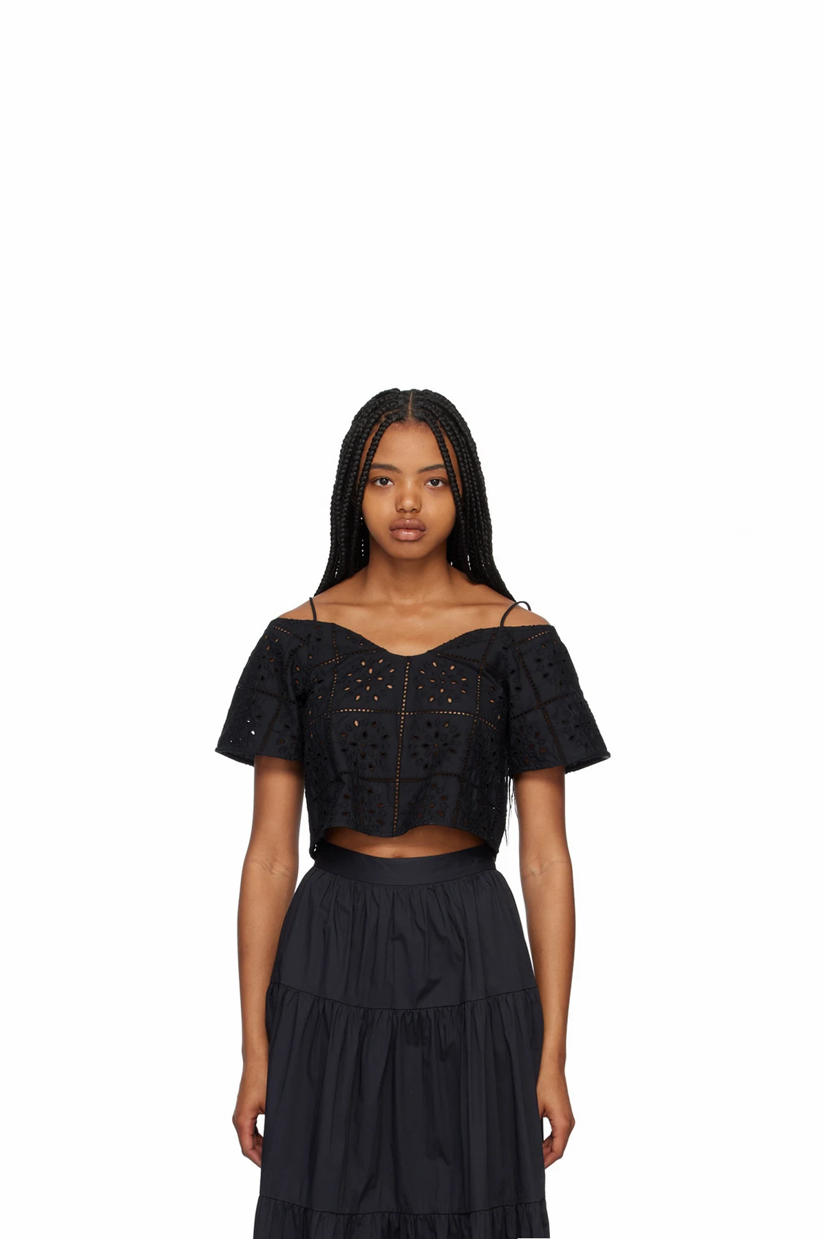 Black Sweetheart Neck Blouse