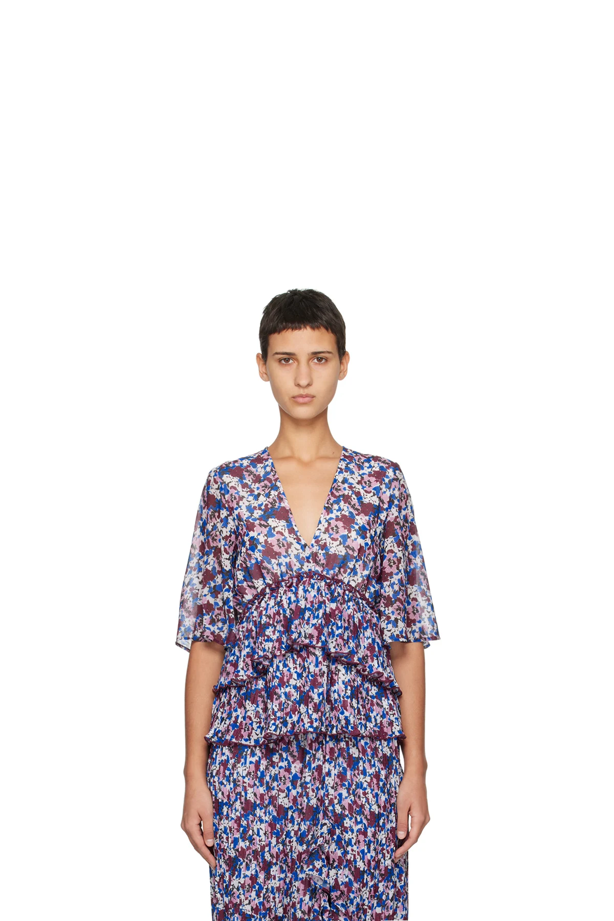 Multicolor Pleated Blouse