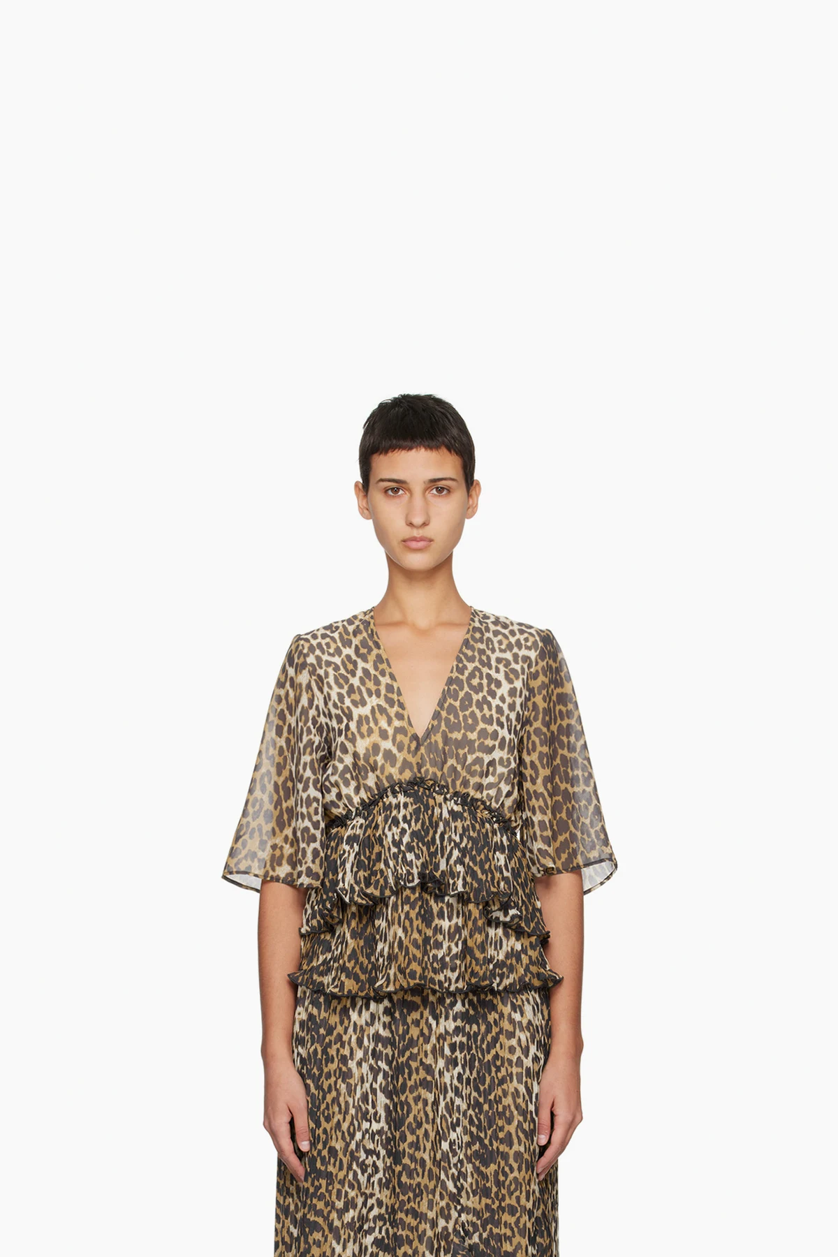 Brown Pleated Blouse