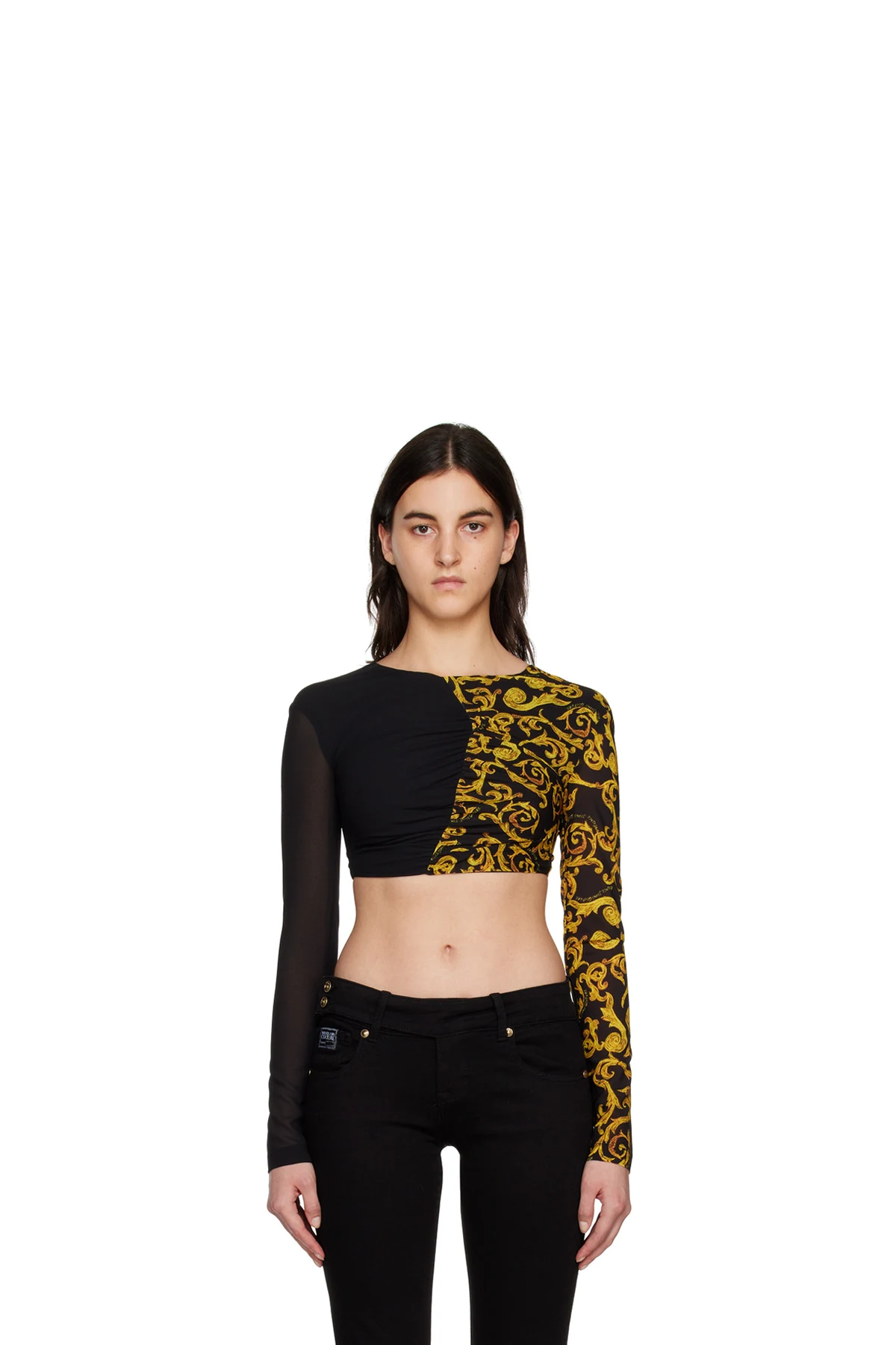 Black & Yellow Cropped Blouse