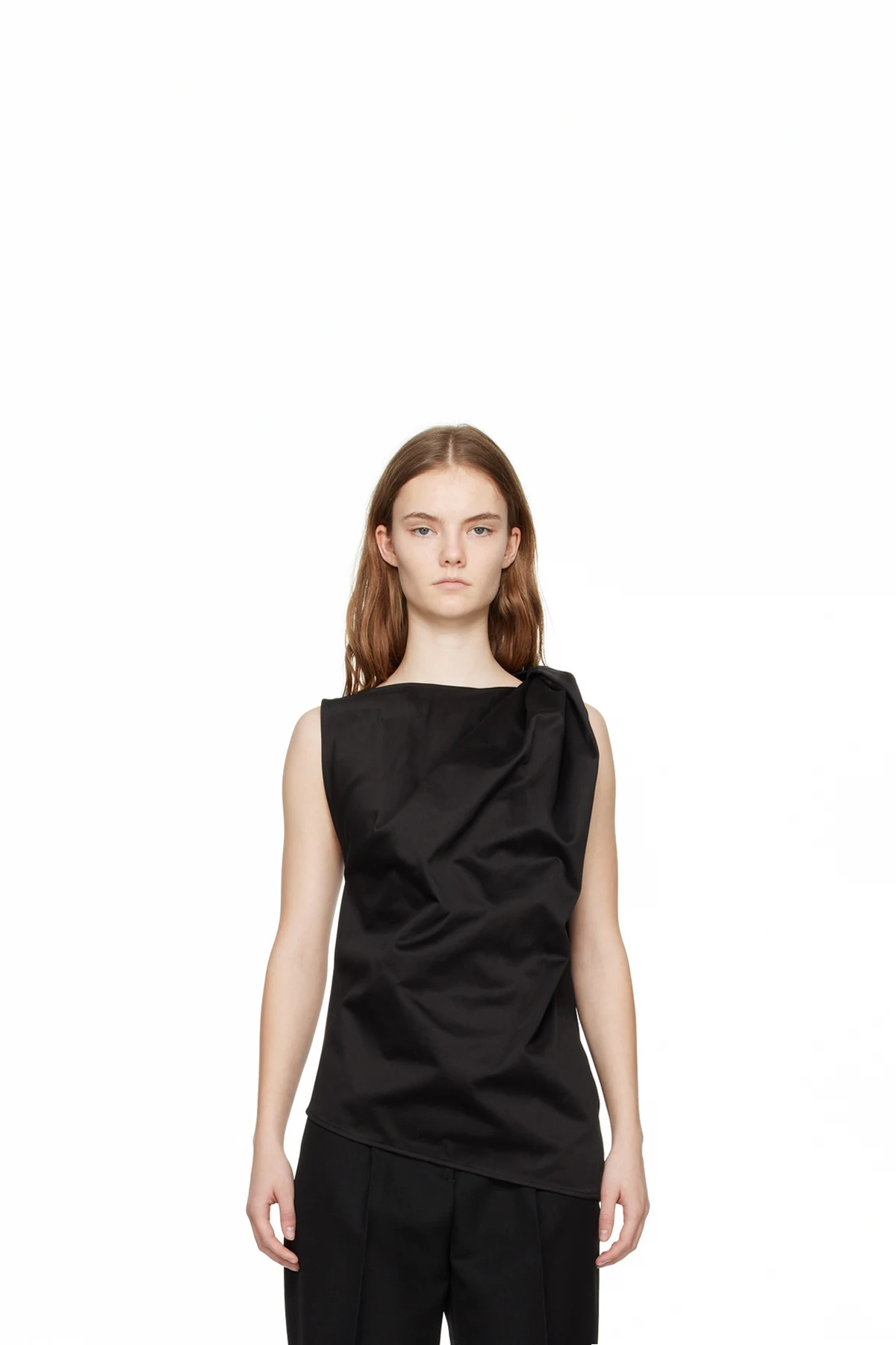 Black Shoulder-Twist Blouse