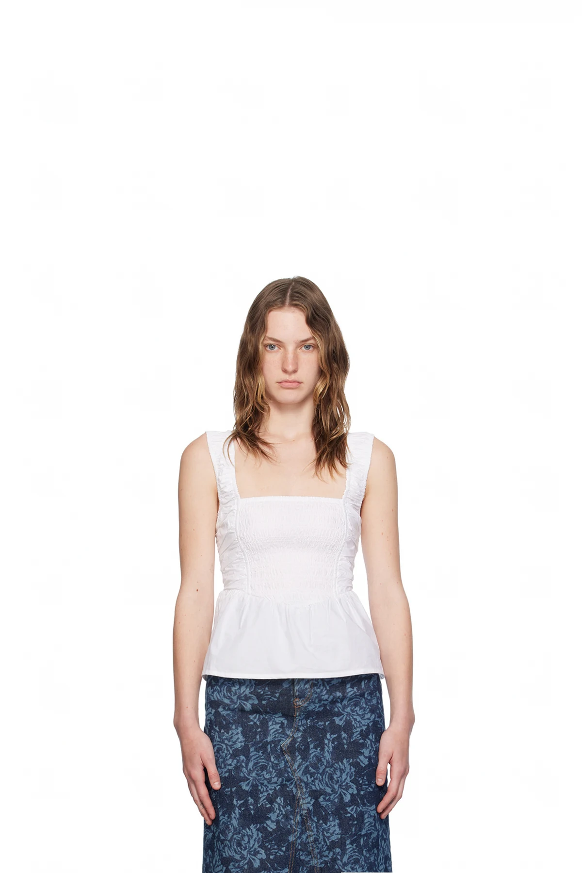 White Smock Strap Blouse