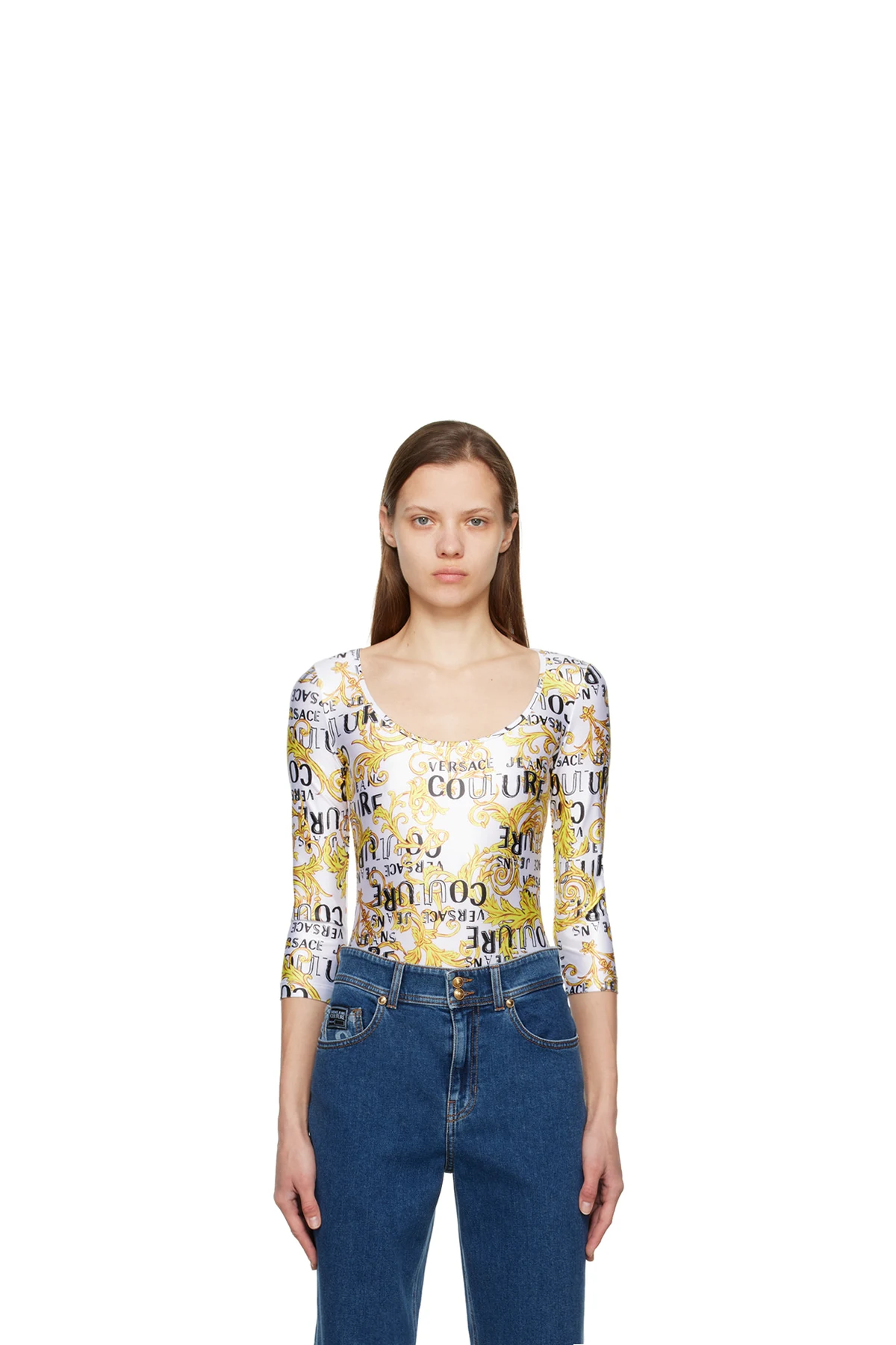 White Graphic Bodysuit