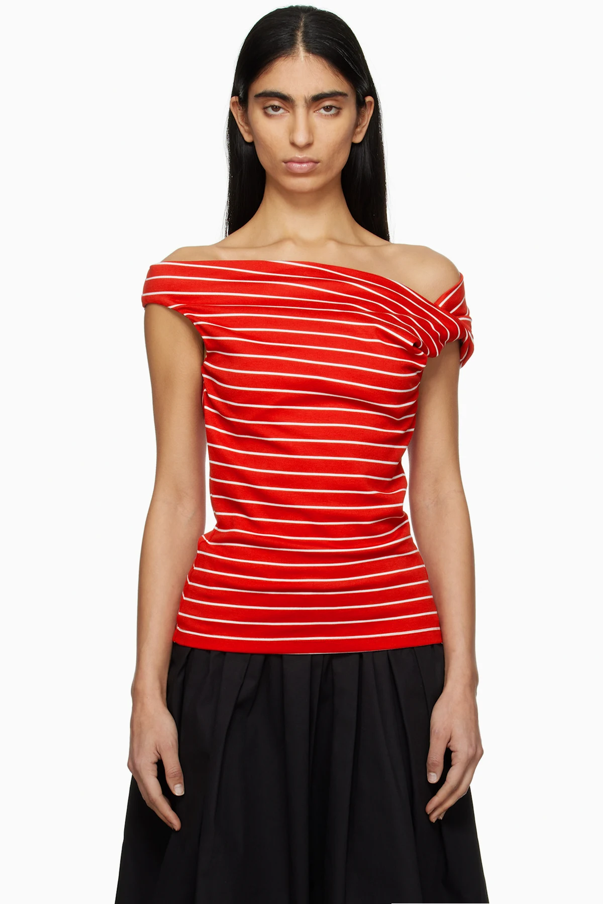 Red & White Striped Blouse