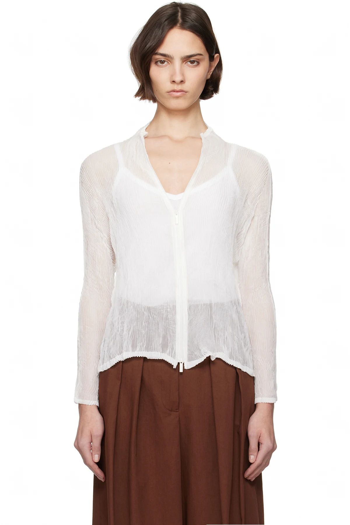 White Chiffon Twist BK/WT-56 Blouse