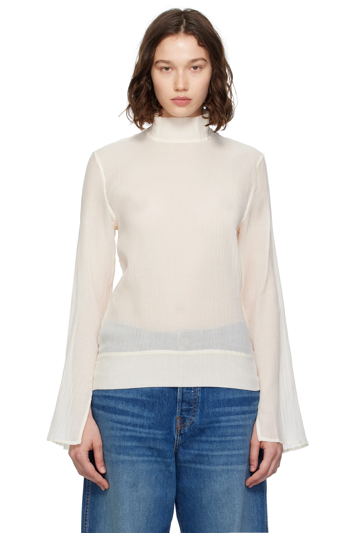 Off-White Slit Sleeve Blouse