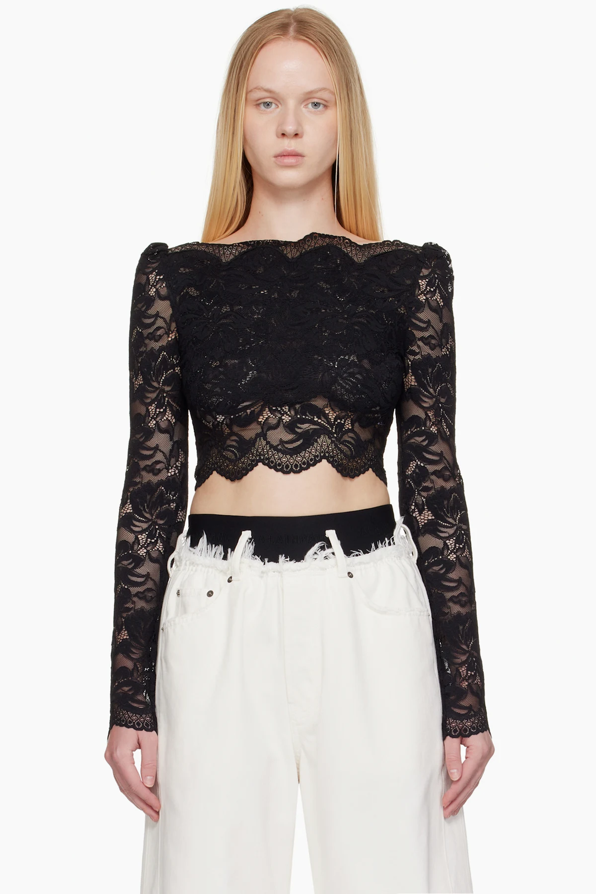 Black Crop Top in Lace Top