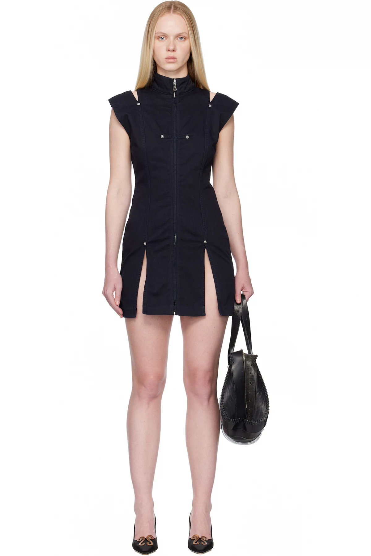 Navy 'The Short Denim Slit' Minidress