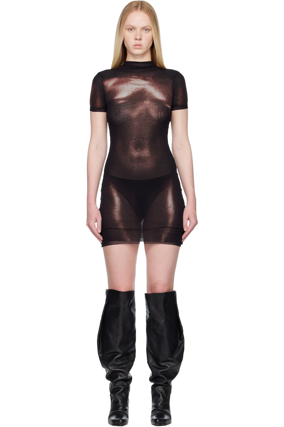 Black & Burgundy 'The Short Bronze Body Dust' Minidress