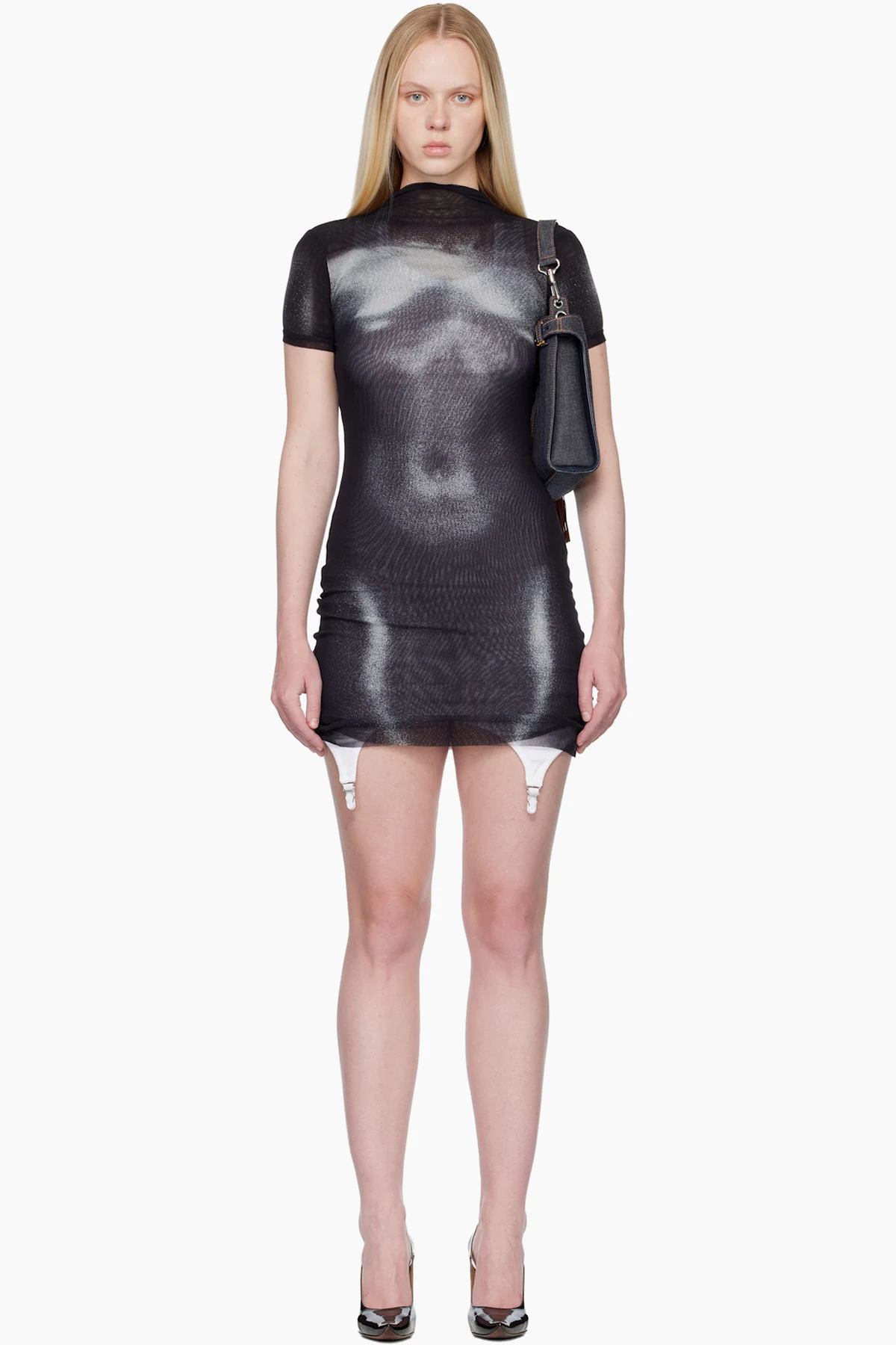 Black & White 'The Short Silver Body Dust' Minidress