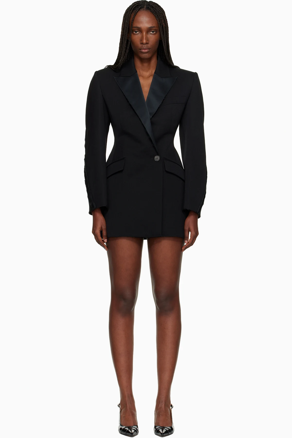 Black Inside-Out Wool Cocoon Jacket Minidress