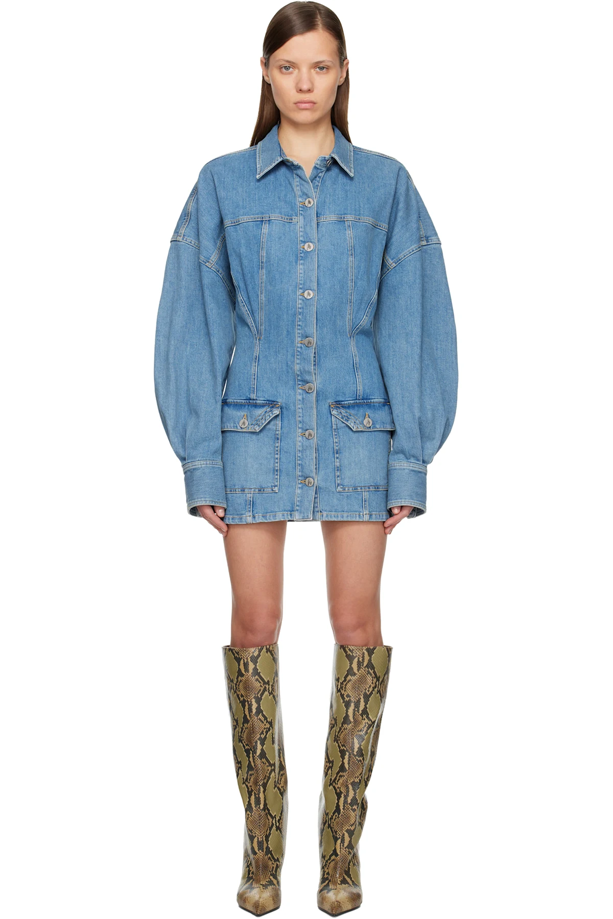 Blue Washed Denim Minidress