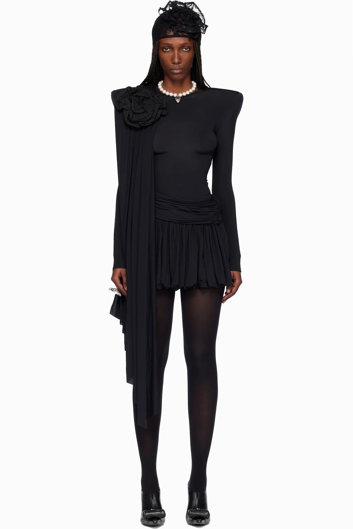 Black Draped Minidress