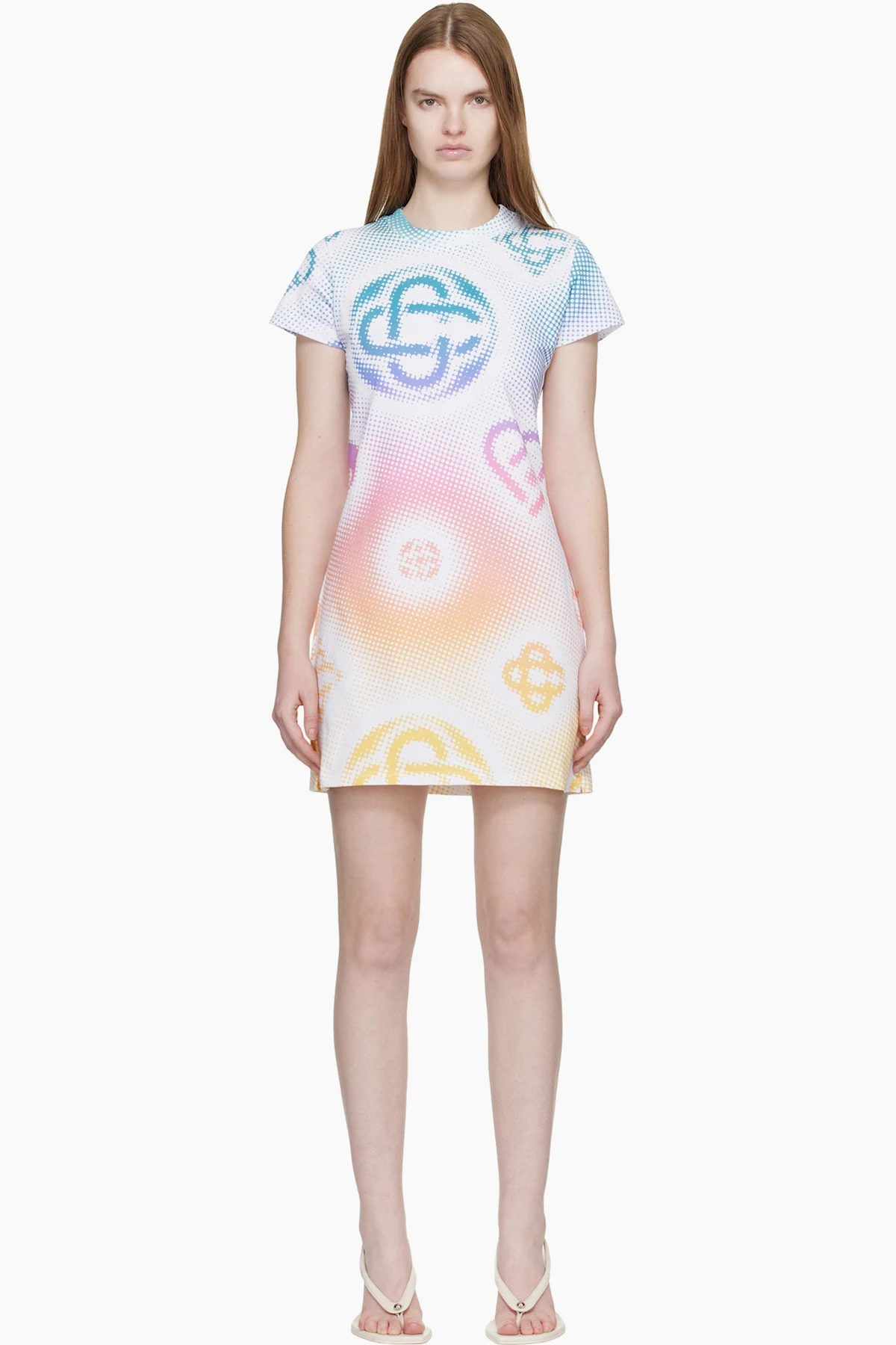 Multicolor Halftone Logo T‑Shirt Minidress