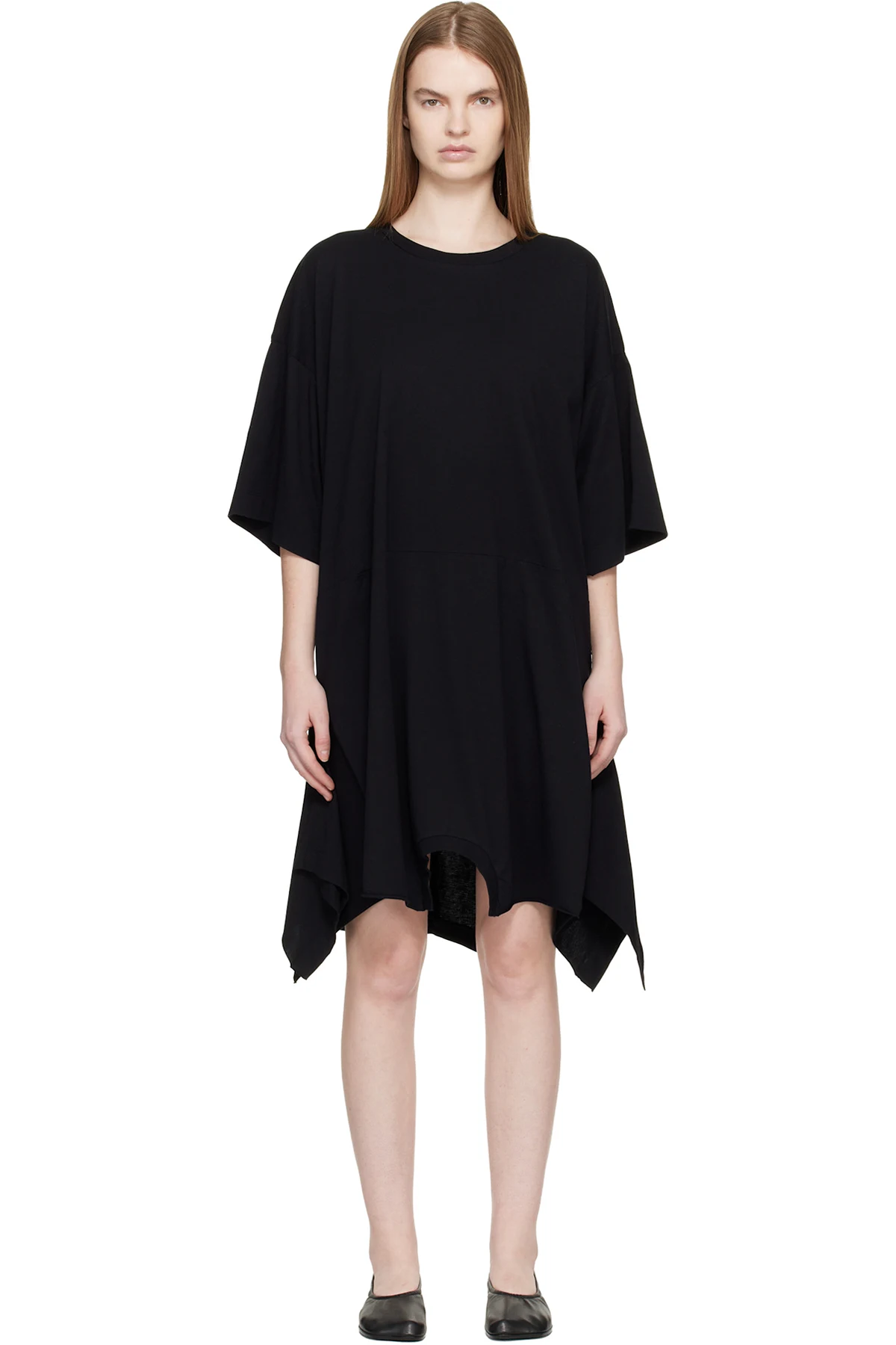 Black Cotton Jersey Midi Dress