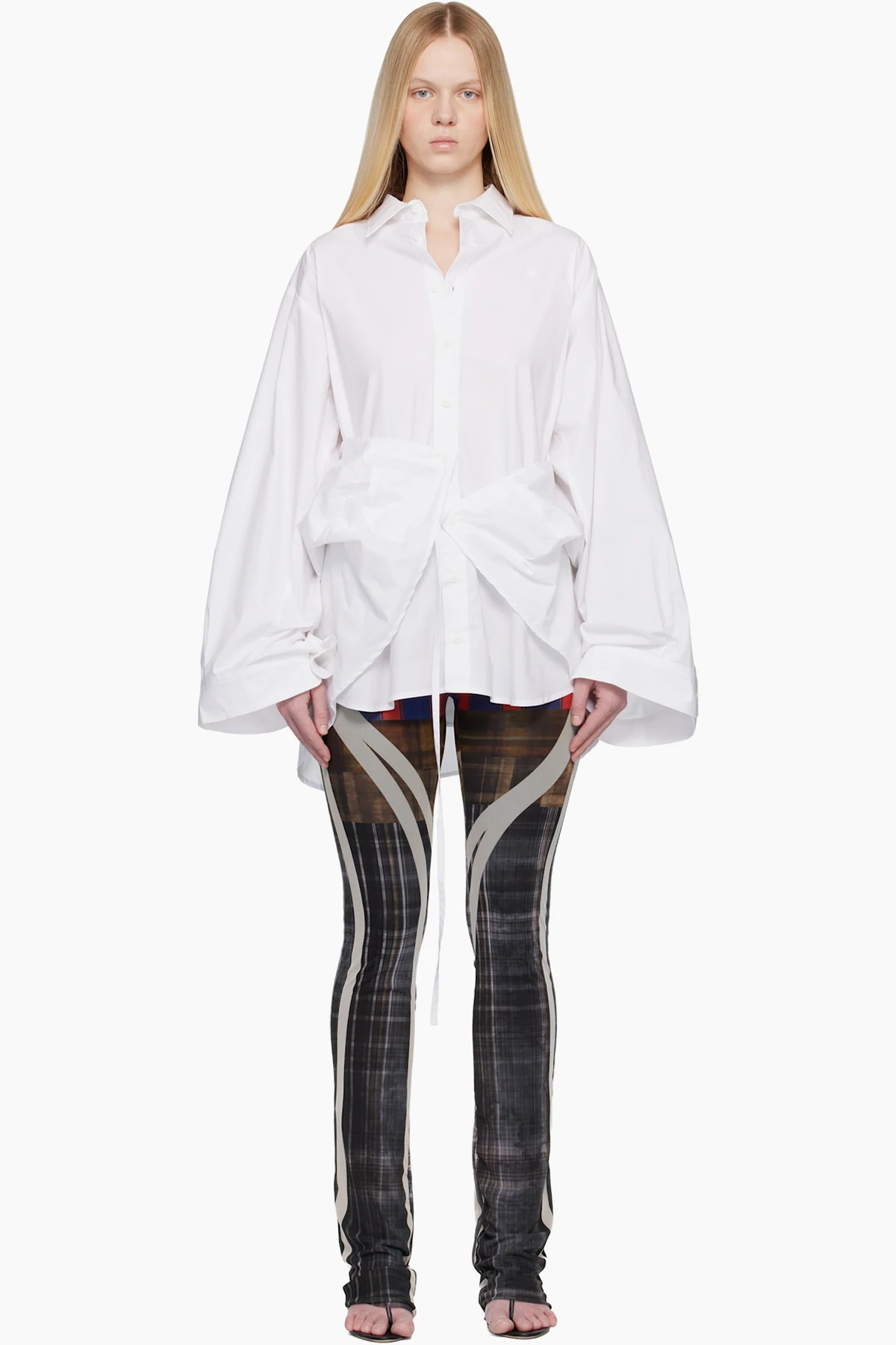 White Liberated Double Shirt Minidress