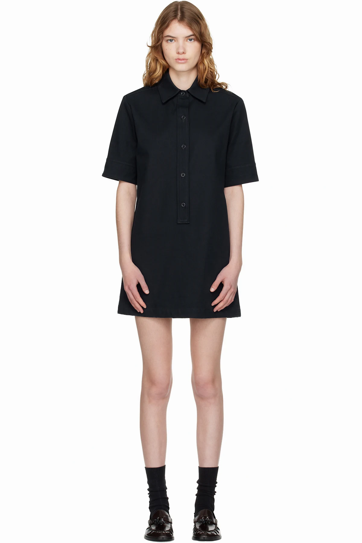 Navy Poly Mini Dress