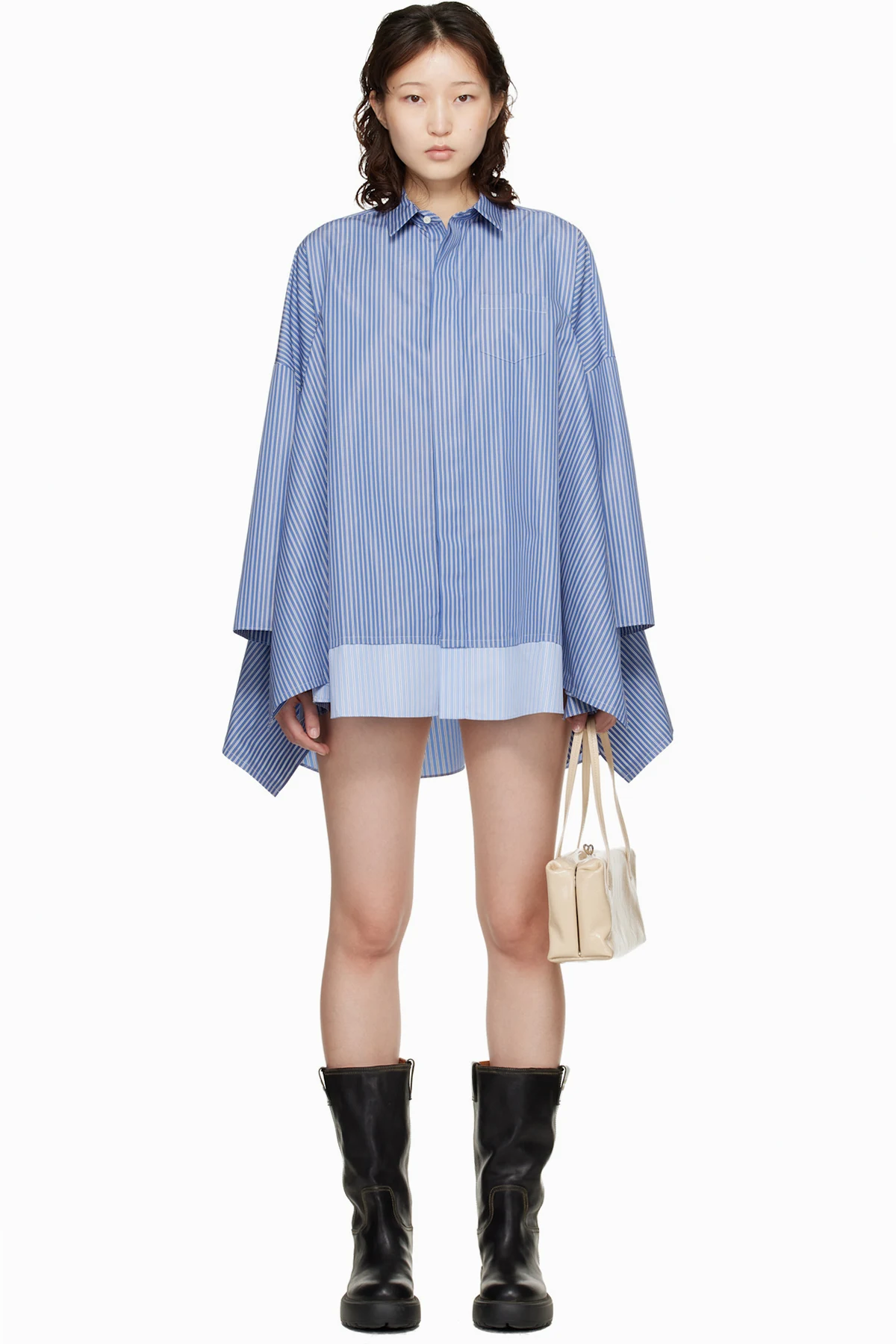 Blue Poplin Shirt Minidress