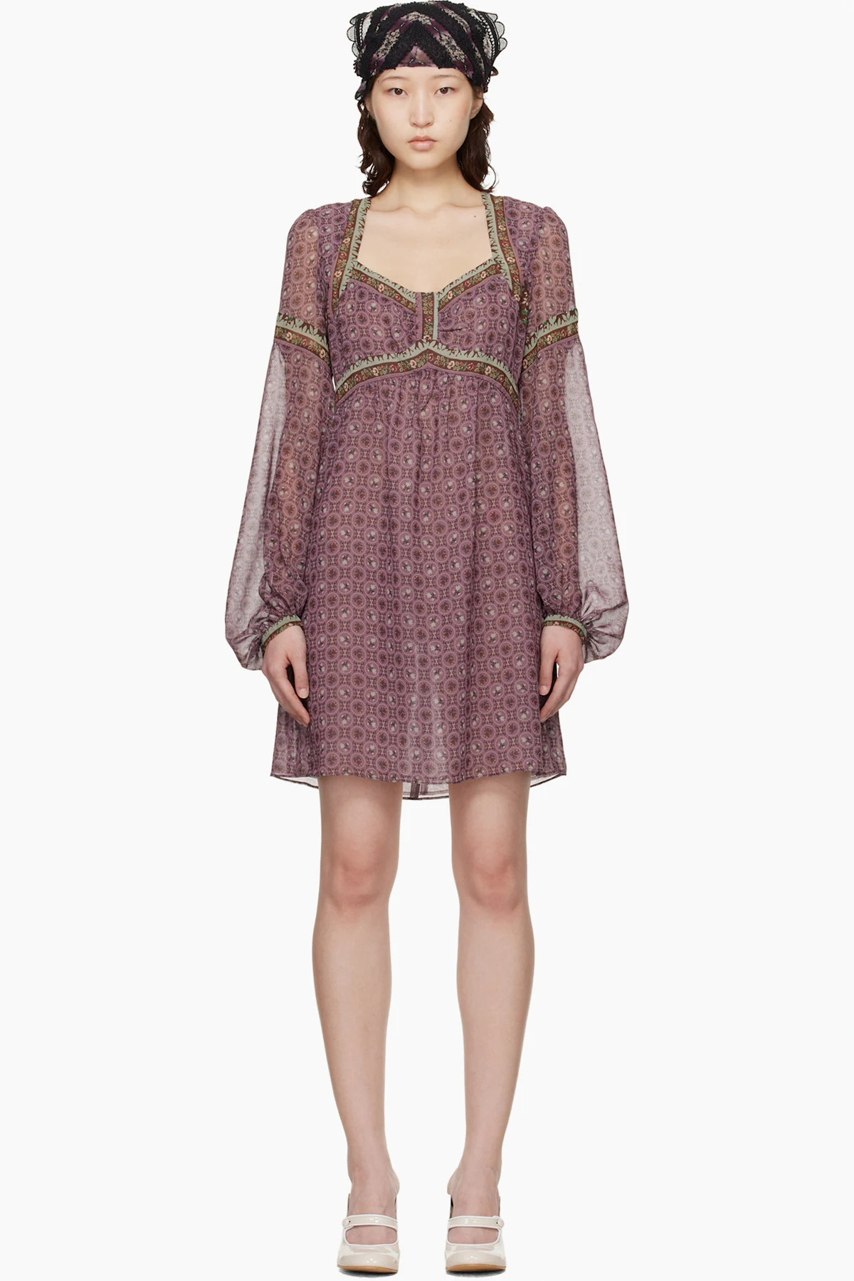 Purple Puff Sleeve Minidress