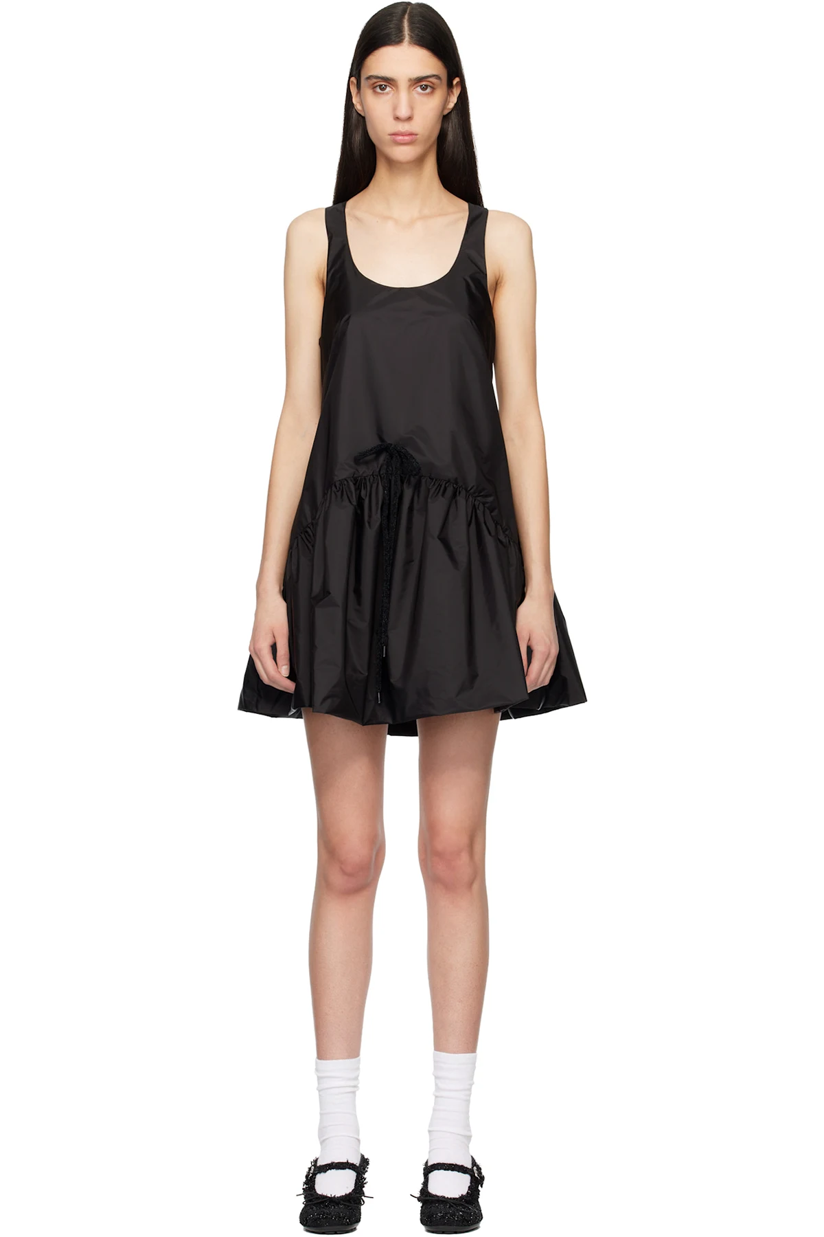 Black Tapered Back Peplum Minidress