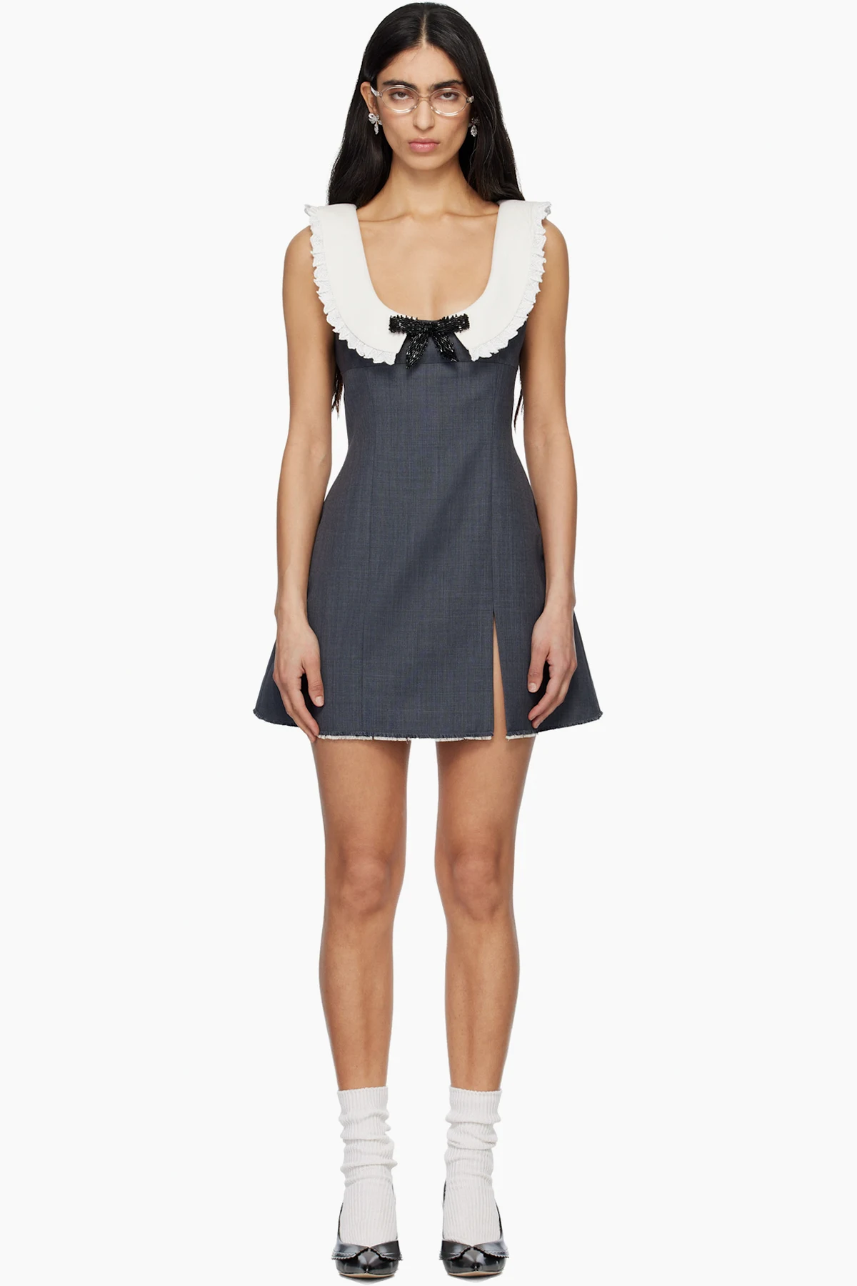 Gray Round Neck Sleeveless Minidress