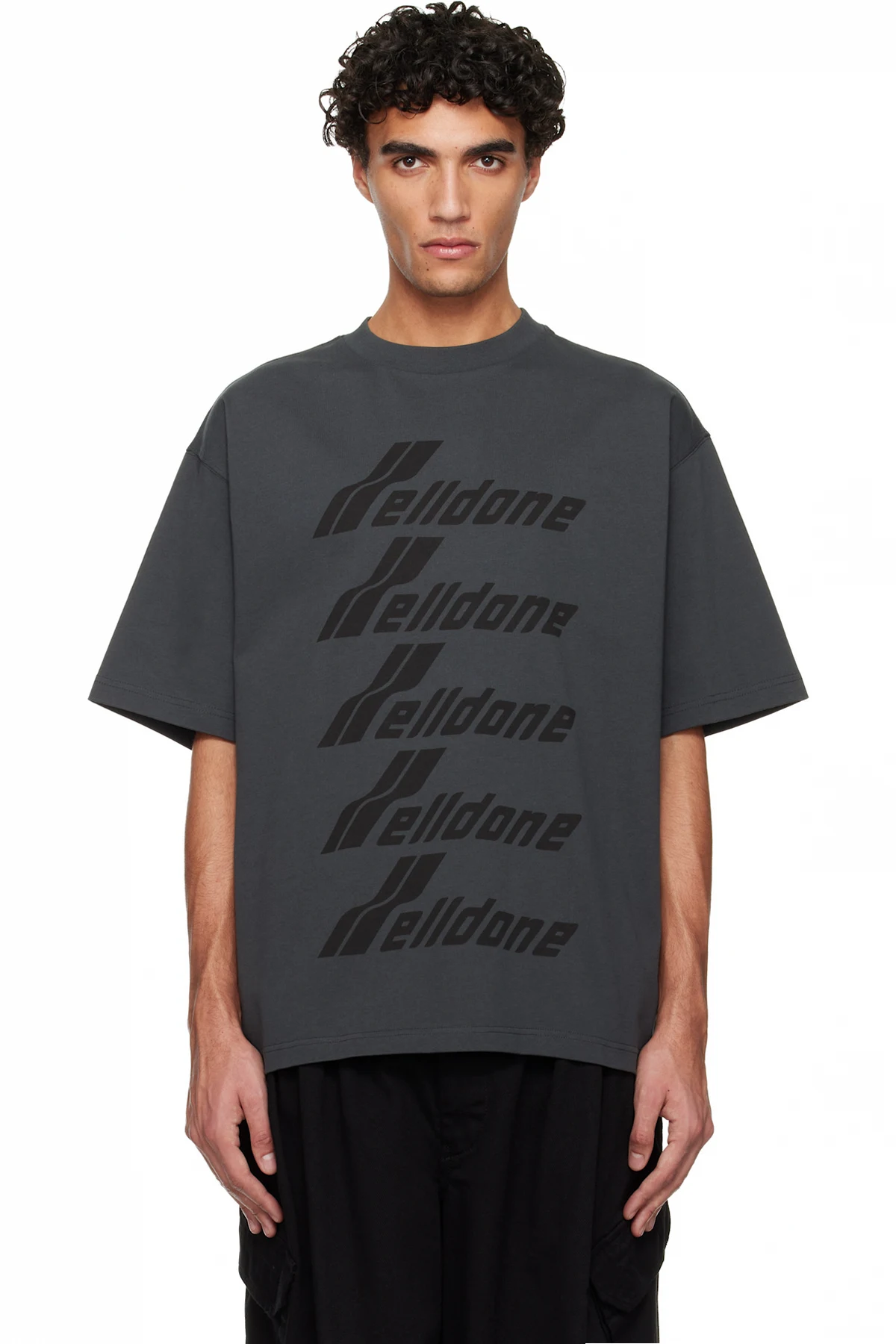 Gray 'We11done' Front Logo T-shirt