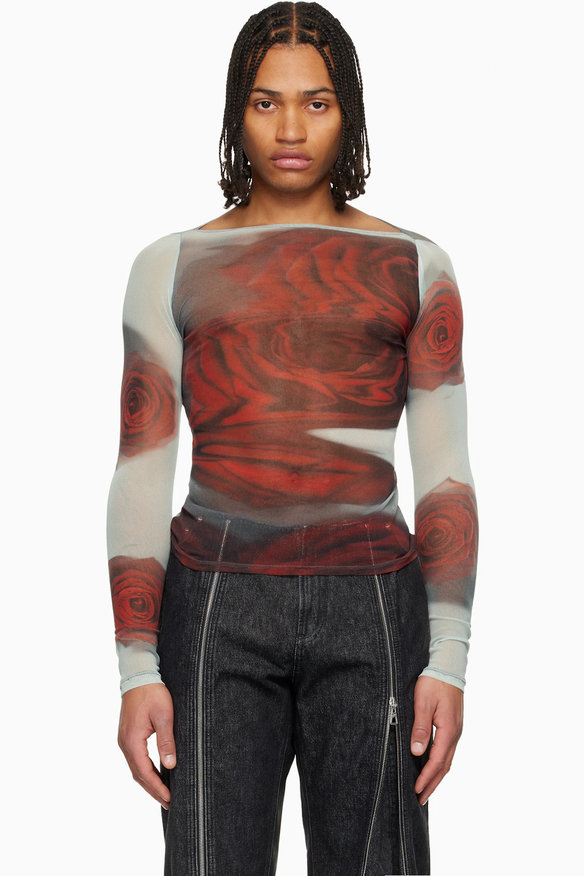 Gray & Red 'The Blurry Roses' T-shirt