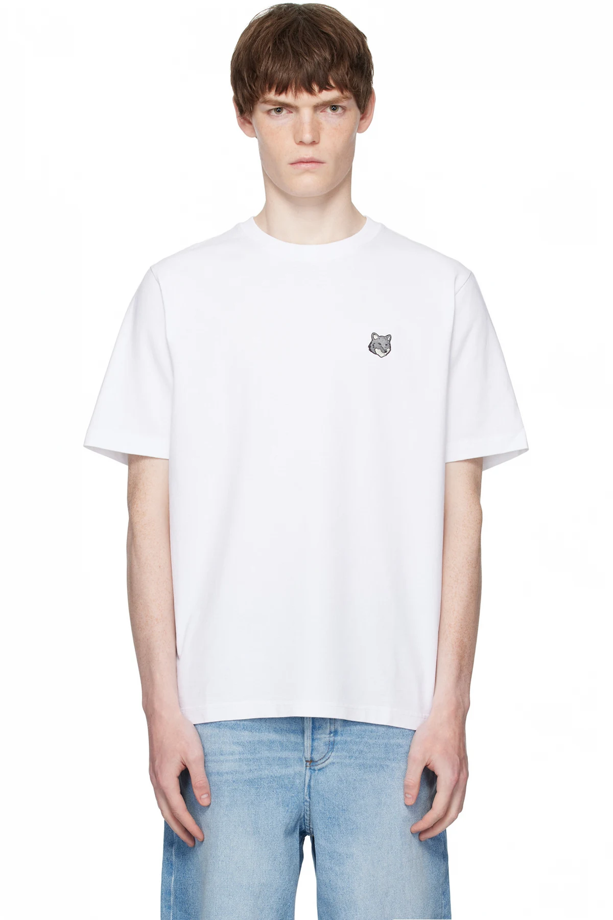 White Bold Fox Head Patch Oversize T-shirt