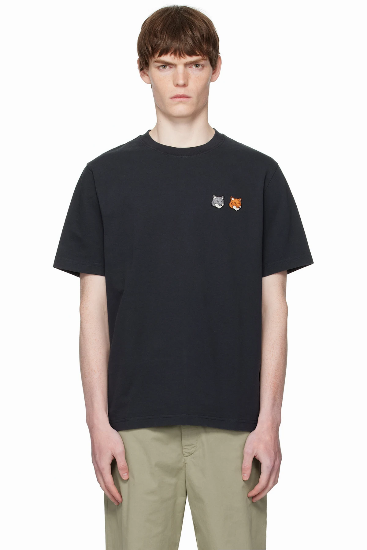 Black Double Bold Fox Head Comfort T-shirt