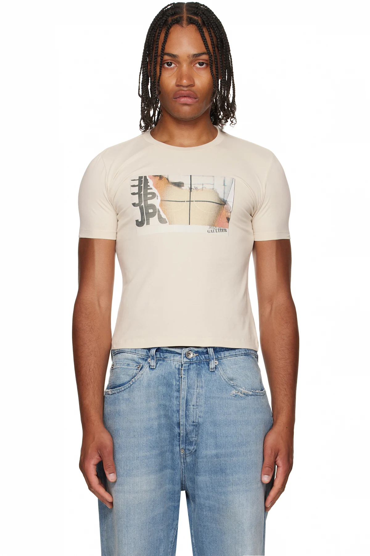 Beige Printed Fire Baby T-shirt